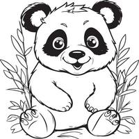 panda para colorir vetor