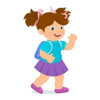 garota feliz indo para a escola vetor