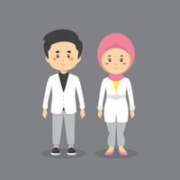 casal personagem muçulmano vestindo roupas casuais vetor