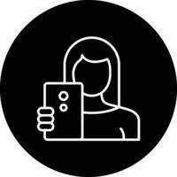 mulher levando selfie vetor ícone