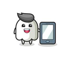 desenho de ilustração fantasma segurando um smartphone vetor