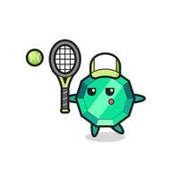 personagem de desenho animado de pedra esmeralda como jogador de tênis vetor