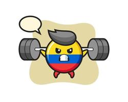 desenho animado do mascote do emblema da bandeira da colômbia com uma barra vetor
