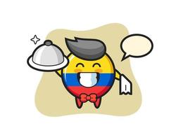 personagem mascote da bandeira da Colômbia como garçom vetor