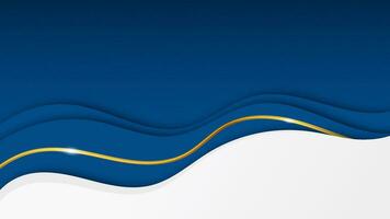 abstrato azul onda com ouro linha e branco espaço, mínimo luxo elegante fundo, o negócio pano de fundo criativo vetor