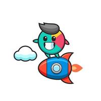 personagem mascote das paradas pilotando um foguete vetor