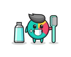 ilustração do mascote do gráfico com uma escova de dentes vetor