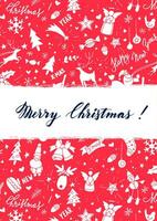 alegre Natal e feliz Novo ano cumprimento cartão com vermelho e branco fundo vetor