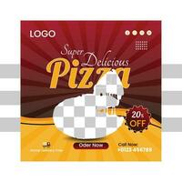 pizza bandeira modelo, social meios de comunicação postar modelo, fresco beber cardápio bandeira com vermelho e laranja cor vetor