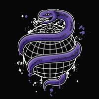 vetor grafite mão serpente com globo desenhos para streetwear ilustração