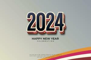 simples e limpar \ limpo Projeto feliz Novo ano 2024. coloful números para fundo para bandeiras, cartazes ou calendário. vetor