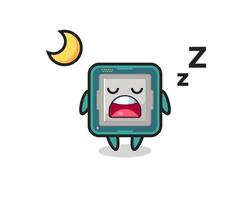 ilustração de personagem do processador dormindo à noite vetor