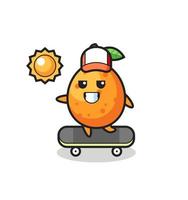 ilustração de personagem kumquat andar de skate vetor