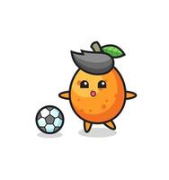 ilustração do desenho animado kumquat está jogando futebol vetor