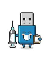 ilustração do mascote do flash drive usb como médico vetor