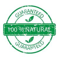 garantido natural carimbo borracha verde. vetor orgânico e natiral borracha foca garantia ilustração