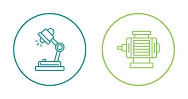 escrivaninha luminária e elétrico motor ícone vetor