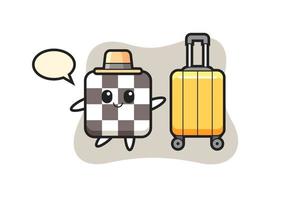 ilustração dos desenhos animados do tabuleiro de xadrez com bagagem de férias vetor