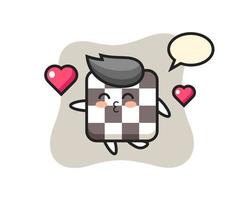 Desenho de personagem do tabuleiro de xadrez com gesto de beijo vetor