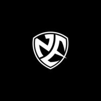 ne inicial carta dentro moderno conceito monograma escudo logotipo vetor
