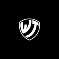 wt inicial carta dentro moderno conceito monograma escudo logotipo vetor