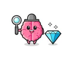 ilustração do personagem do cérebro com um diamante vetor