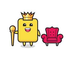 desenho de mascote de cartão amarelo como um rei vetor