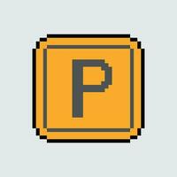 uma pixel estilo ícone do uma estacionamento placa vetor