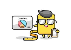 ilustração do mascote do cartão amarelo como nutricionista vetor