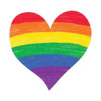 textura de lápis de cor de lápis de mão desenhada de coração de arco-íris. bandeira do orgulho gay lgbtq vetor