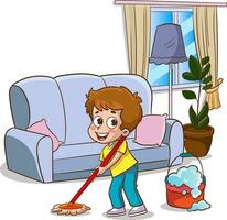 vetor ilustração do crianças fazendo vários trabalhos domésticos.