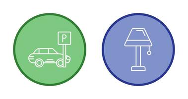 estacionamento e luminária ícone vetor