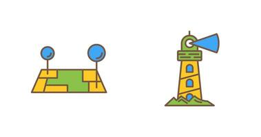 PIN localização e farol ícone vetor