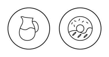 leite jarro e creme rosquinha ícone vetor