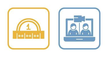 vídeo conferência e régua ícone vetor