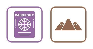 Passaporte e montanha ícone vetor