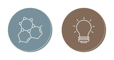 molécula e luz lâmpada ícone vetor
