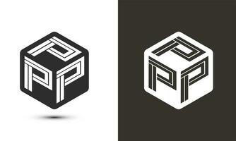 p p p carta logotipo Projeto com ilustrador cubo logotipo, vetor logotipo moderno alfabeto Fonte sobreposição estilo. Prêmio o negócio logotipo ícone. branco cor em Preto fundo