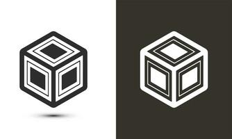 o o o carta logotipo Projeto com ilustrador cubo logotipo, vetor logotipo moderno alfabeto Fonte sobreposição estilo. Prêmio o negócio logotipo ícone. branco cor em Preto fundo