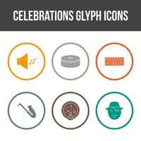 conjunto exclusivo de ícones de vetor de glifo de celebração