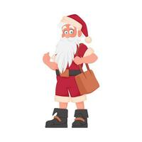 santa claus com uma grande branco barba dentro uma vermelho Novo anos terno. desenho animado estilo vetor