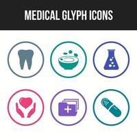 lindo pacote de 6 ícones de ícones de vetores médicos