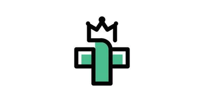 a saúde logotipo Projeto é uma combinação do mais e coroa formas fez dentro uma minimalista linha estilo. vetor