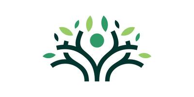 saúde logotipo Projeto com uma combinação do árvore e pessoa formas. vetor