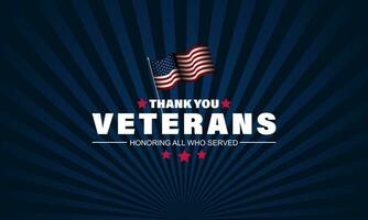 obrigado você veteranos, novembro 11, honrando todos quem servido, americano bandeiras fundo vetor ilustração