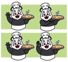 chefe de cozinha panda delicioso pratos e bolo vetor