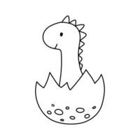 fofa pequeno bebê dinossauro dentro ovo. vetor esboço rabisco ilustração isolado em branco fundo para infantil coloração livro