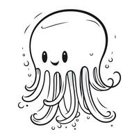 ilustração do uma fofa desenho animado medusa em uma branco fundo. vetor