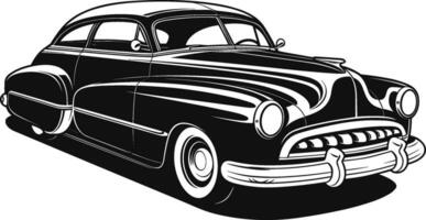 uma Preto e branco desenhando do uma vintage clássico carro, monocromático estilo vetor