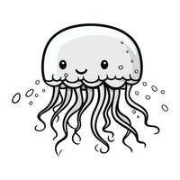 fofa medusa mar animal kawaii personagem vetor ilustração Projeto